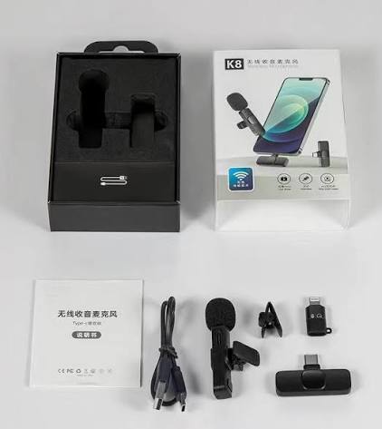 K8 Wireless Lavalier Microphone – Noise Reduction for Video Recording